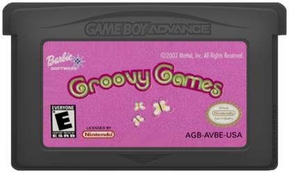 Barbie Groovy Games Game Boy Advance GBA for retro video game enthusiasts featuring family friendly party gameplay fun mini games colorful challenges multiplayer style entertainment charming Barbie themed activities handheld gaming and collectible gaming appeal cartridge