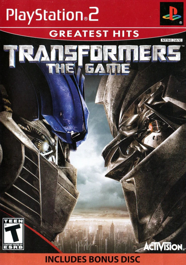 Transformers The Game Greatest Hits With Bonus Disc PlayStation 2 retro video game action adventure cover art (2007)