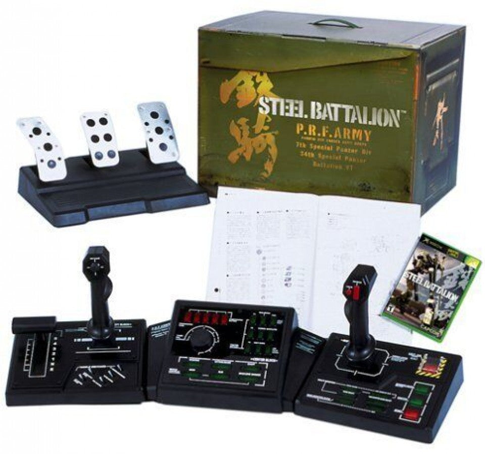 Steel Battalion for the original Xbox featuring immersive mech combat gameplay designed for the giant controller setup
