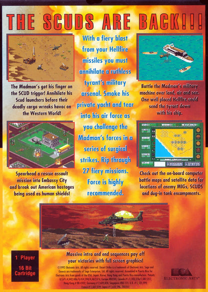 Desert Strike Return to the Gulf Sega Genesis retro video game helicopter shooter back of case (1992)