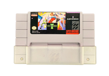 Jim Power The Lost Dimension Super Nintendo Entertainment System SNES retro video game action platformer featuring fast paced side scrolling combat challenging levels futuristic enemies power ups classic 16 bit graphics Super Nintendo gaming experience retro game collection appeal front of cartridge