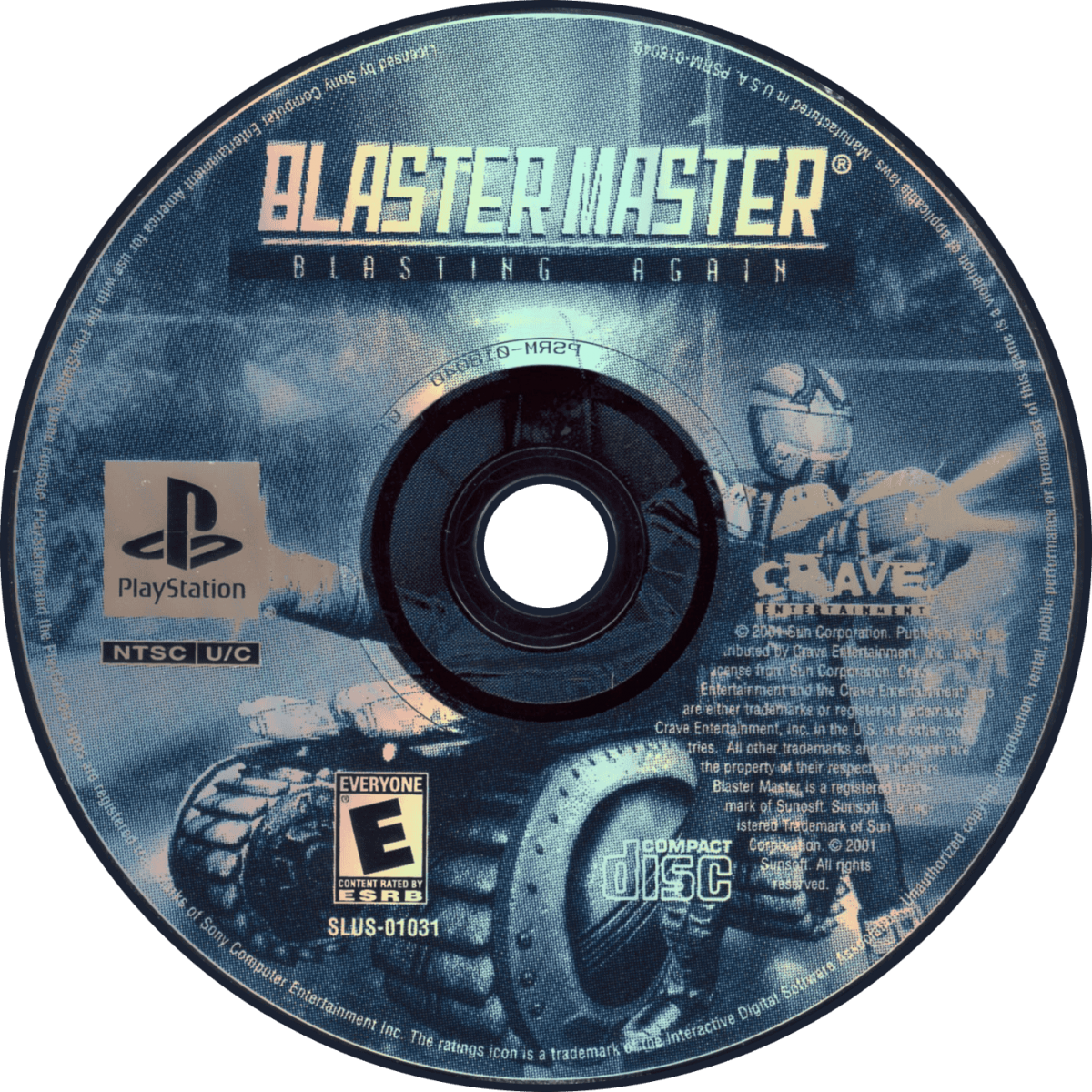 Blaster Master: Blasting Again retro sci-fi action platform shooter game for PlayStation 1 (PS1) disc