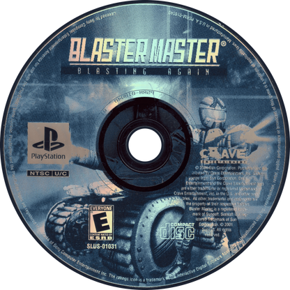 Blaster Master: Blasting Again retro sci-fi action platform shooter game for PlayStation 1 (PS1) disc