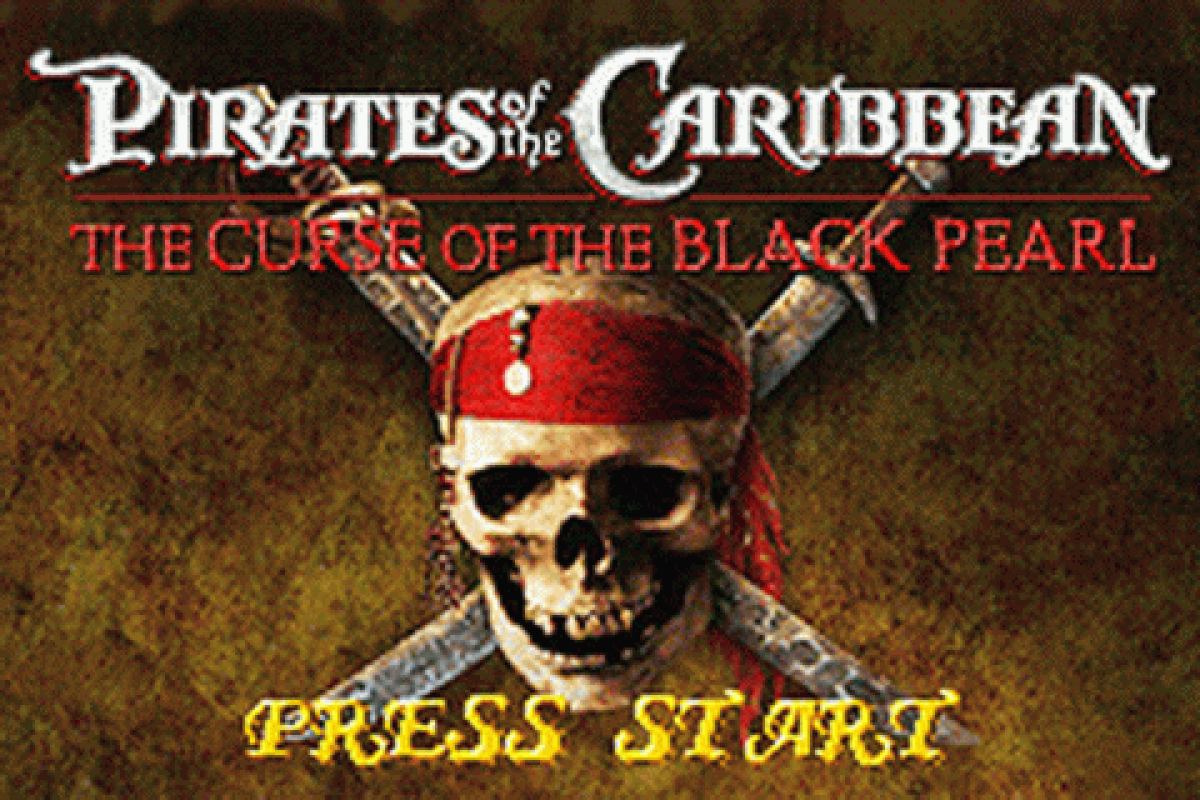 Pirates of the Caribbean Curse Of The Black Pearl Game Boy Advance GBA action platformer sword fighting title screen 