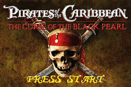 Pirates of the Caribbean Curse Of The Black Pearl Game Boy Advance GBA action platformer sword fighting title screen 