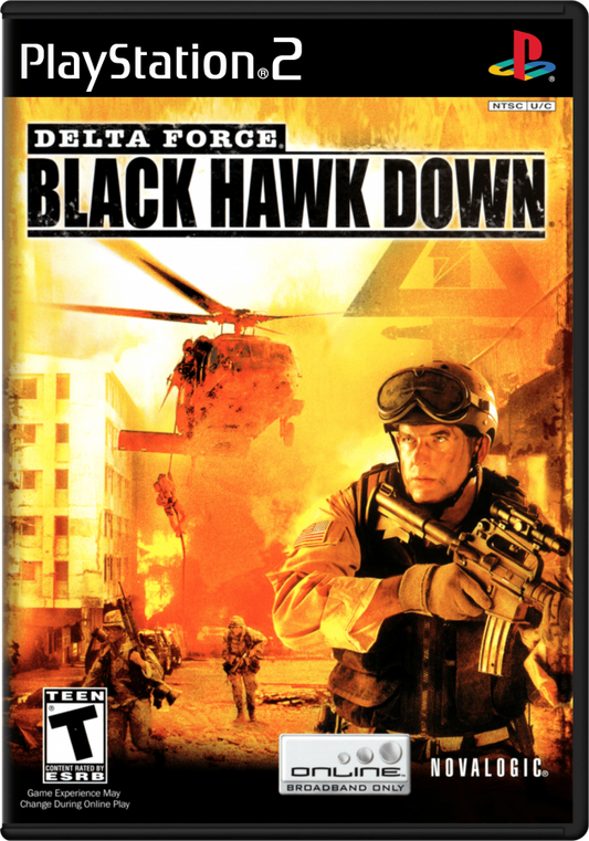 Delta Force: Black Hawk Down cover art for PlayStation 2 (PS2) modern military first-person shooter video game