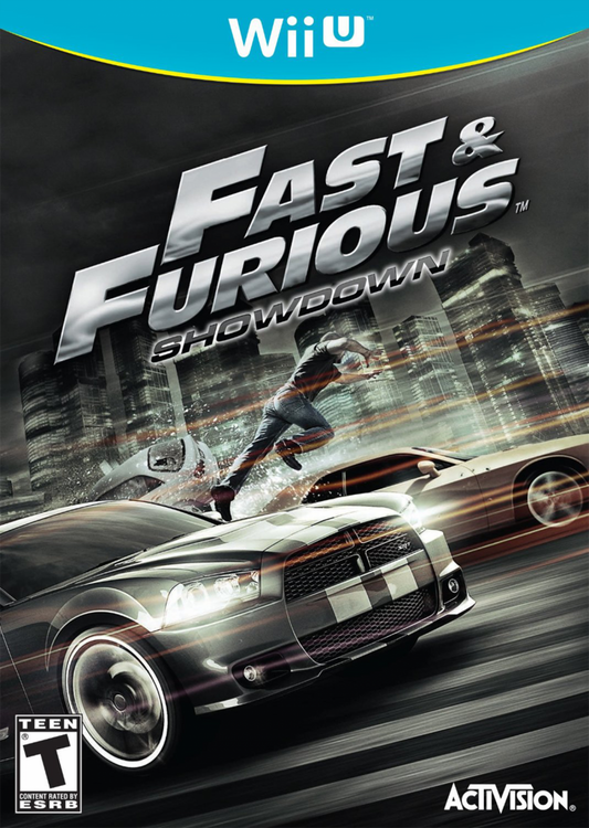 Fast and Furious Showdown cover art for Nintendo WII U racing video game. 