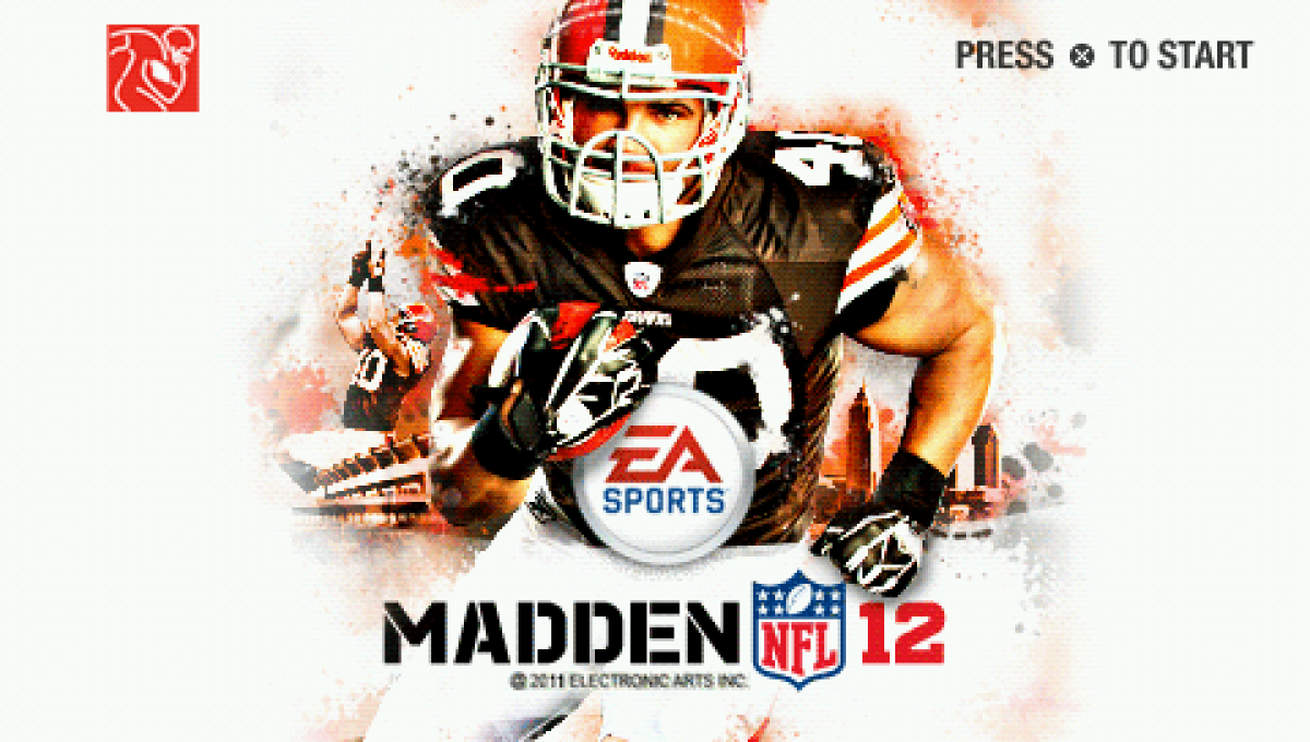 Madden NFL 12 start screen for PlayStation Portable (PSP) football sports video game