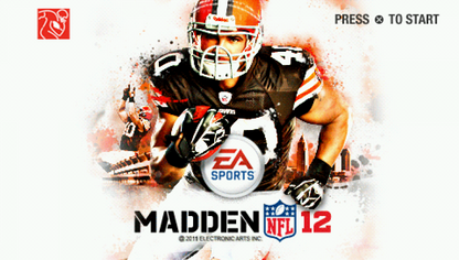 Madden NFL 12 start screen for PlayStation Portable (PSP) football sports video game