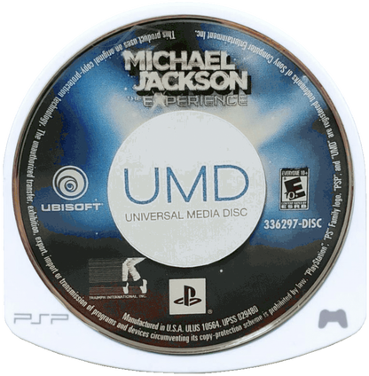 Michael Jackson The Experience PlayStation Portable PSP for retro video game enthusiasts featuring rhythm and dance gameplay iconic music performances motion inspired choreography hit songs score based challenges portable handheld entertainment and collectible gaming appeal disc