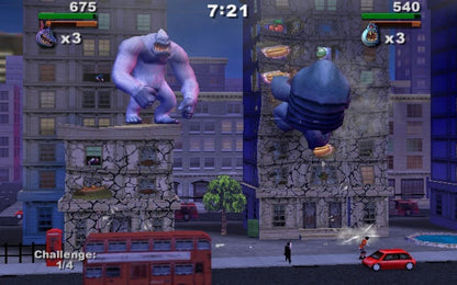 Rampage Total Destruction PS2 Sony PlayStation 2 arcade action game monster destruction city smashing gameplay cooperative multiplayer classic Rampage creatures giant monster rampaging buildings vehicles retro gaming PlayStation 2 software video game title gameplay