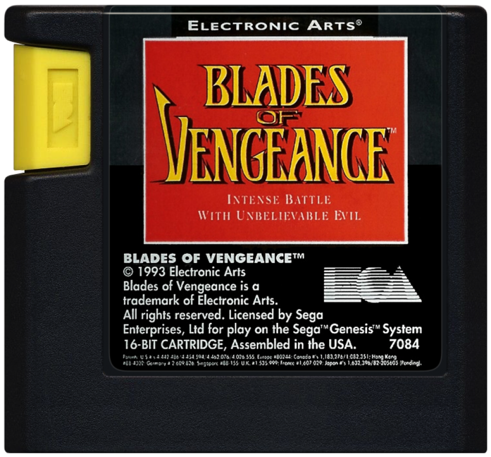 Blades of Vengeance Sega Genesis action hack and slash fantasy platformer with three characters warrior valkyrie sorceress side scrolling cartridge art 