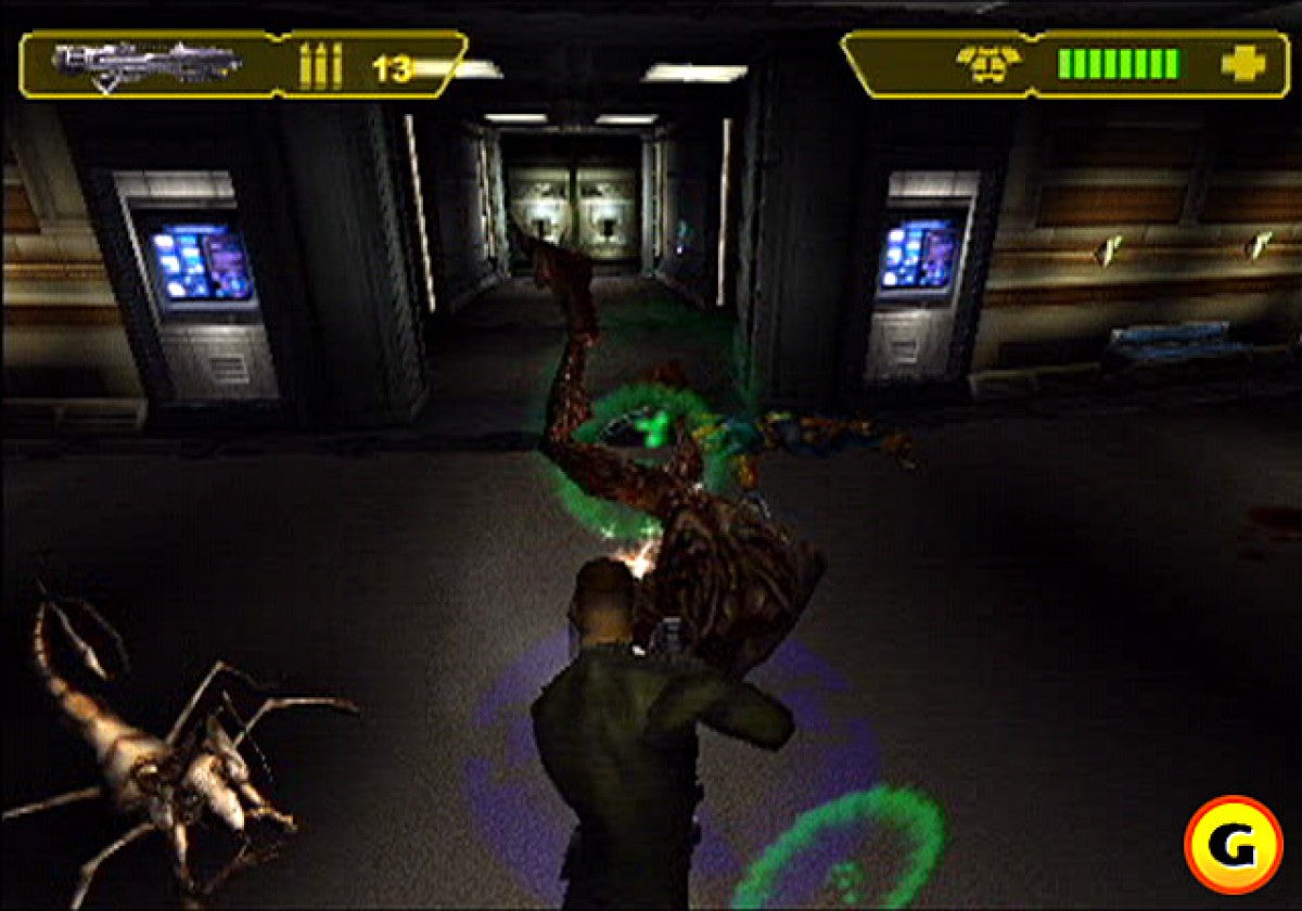 Run Like Hell PS2 Sony PlayStation 2 survival horror action game sci fi alien invasion third person shooter stealth combat space station atmosphere psychological horror Interplay Entertainment story driven gameplay retro gaming PlayStation 2 software video game title gameplay