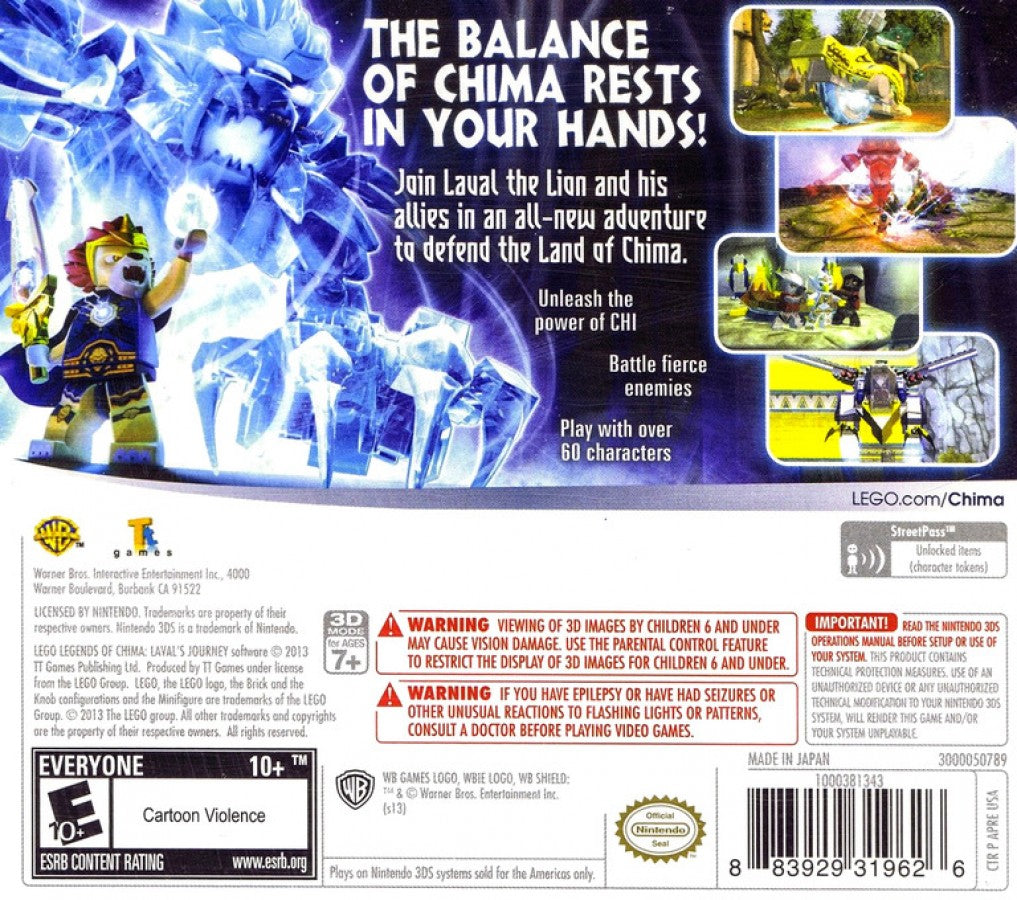 LEGO Legends of Chima: Laval's Journey [Figure Bundle] back of case for Nintendo 3DS (3DS) action adventure video game