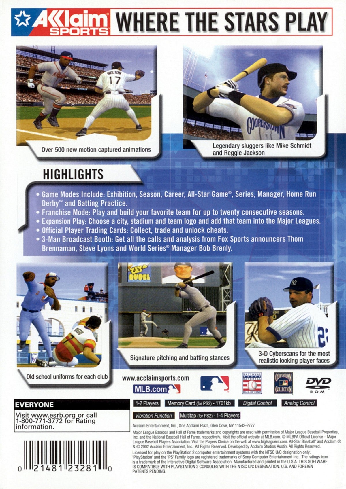 All-Star Baseball 2003 PS2 sports baseball video game back cover art