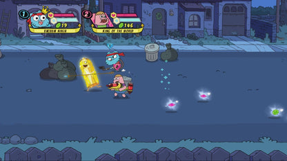 Cartoon Network Battle Crashers PlayStation 4 PS4 video game featuring side scrolling beat em up action gameplay Cartoon Network characters Finn Jake Steven Universe Gumball Clarence and Uncle Grandpa cooperative multiplayer combat enemy battles special character abilities colorful cartoon worlds platforming challenges and family friendly arcade action retro video game collection collectible gaming appeal gameplay screenshot