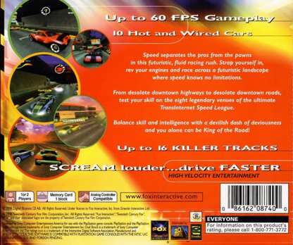 Motorhead – PlayStation 1 (PS1) back of case for retro racing video game for PS1