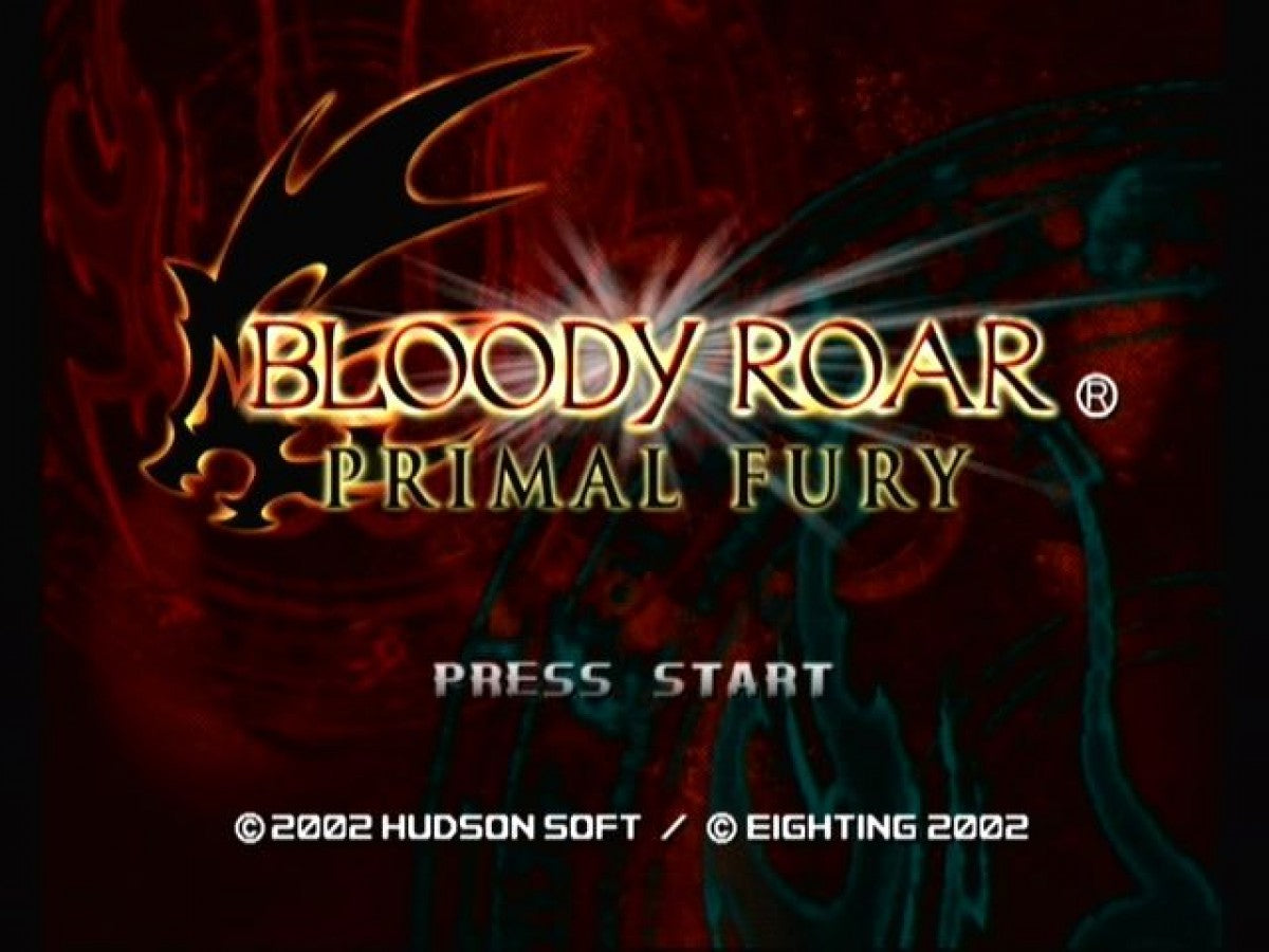 Bloody Roar: Primal Fury start screen for GameCube (GC) fighting video game