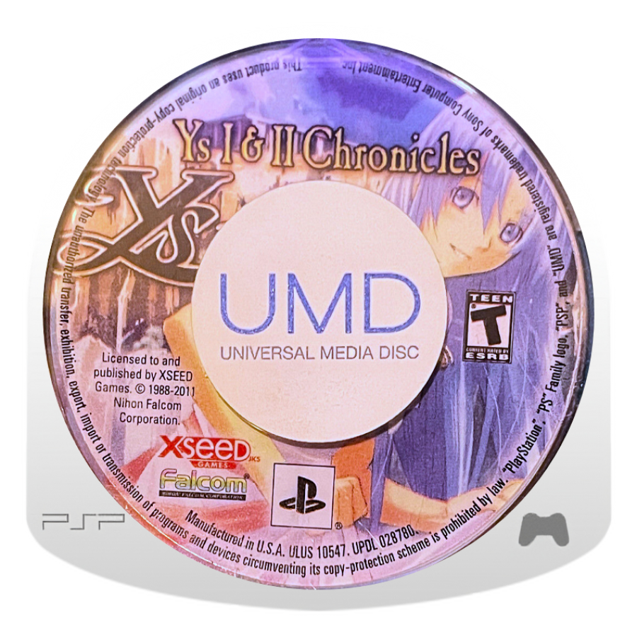 Ys I & II Chronicles disc for PlayStation Portable (PSP) action role-playing game