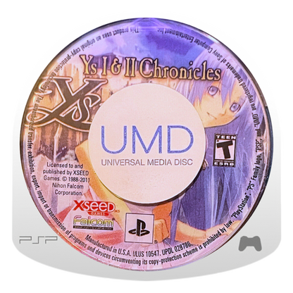 Ys I & II Chronicles disc for PlayStation Portable (PSP) action role-playing game