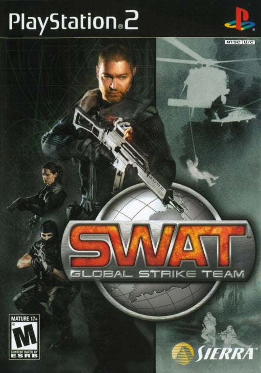 SWAT: Global Strike Team PS2 tactical shooter video game featuring squad-based law enforcement action, real-world weapons, mission-based objectives, hostage rescue scenarios, strategic team commands, cooperative play options, and realistic police-tactical gameplay on PlayStation 2. cover