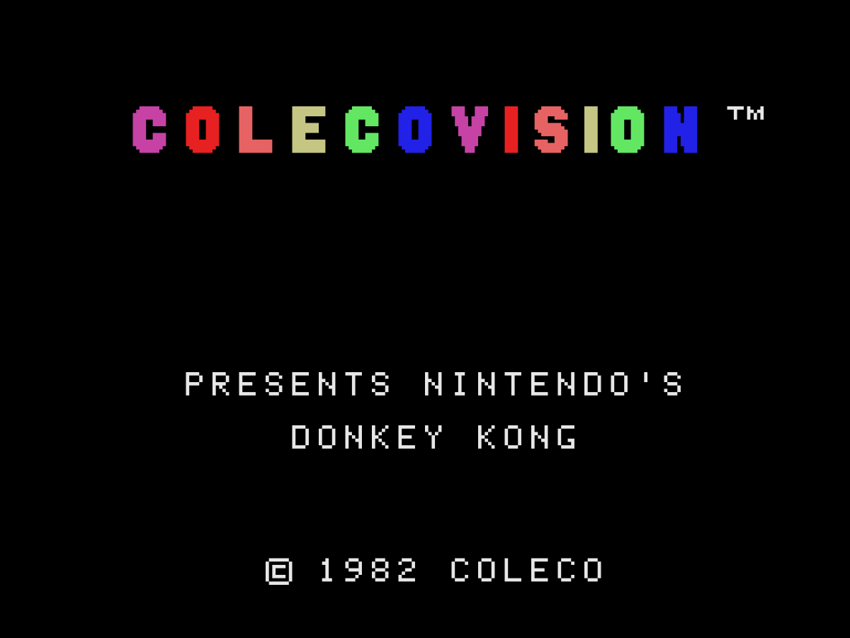 Donkey Kong title screen for ColecoVision (CV) video game