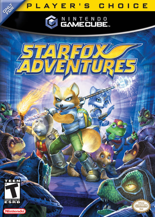 Star Fox Adventures Player’s Choice for Nintendo GameCube action adventure video game featuring Fox McCloud exploration based gameplay puzzle solving vibrant worlds and classic Nintendo Star Fox franchise experience cover art