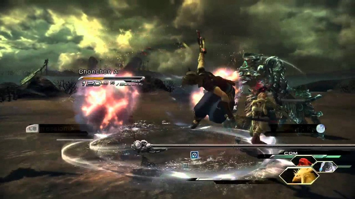 Retro Final Fantasy XIII 2 PS3 inspired design featuring futuristic JRPG fantasy aesthetic HD era time travel adventure Lightning and Serah sci fi worlds cinematic storytelling fast paced battle system nostalgic Square Enix role playing presentation gameplay