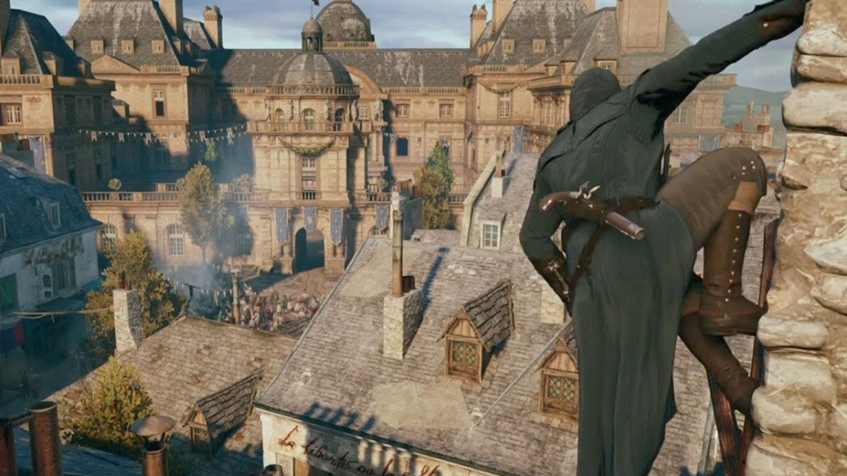 Retro Assassins Creed Unity Limited Edition PS4 inspired design featuring French Revolution stealth action aesthetic historic Paris rooftops hidden blade parkour assassin brotherhood cinematic open world adventure Ubisoft gameplay nostalgia gameplay 