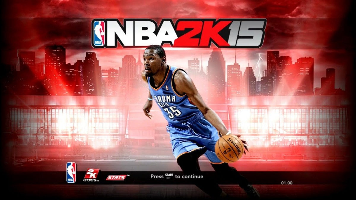 NBA 2K15 for PlayStation 3 (PS3) at Gamers INC, featuring an ultra-realistic basketball experience with a revamped soundtrack curated by Pharrell Williams and improved gameplay animations for smooth action on the court main menu title screen