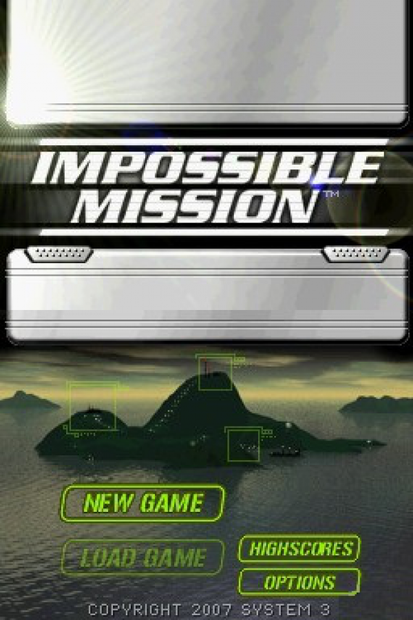 Impossible Mission start screen for Nintendo DS (DS) puzzle platforming adventure video game