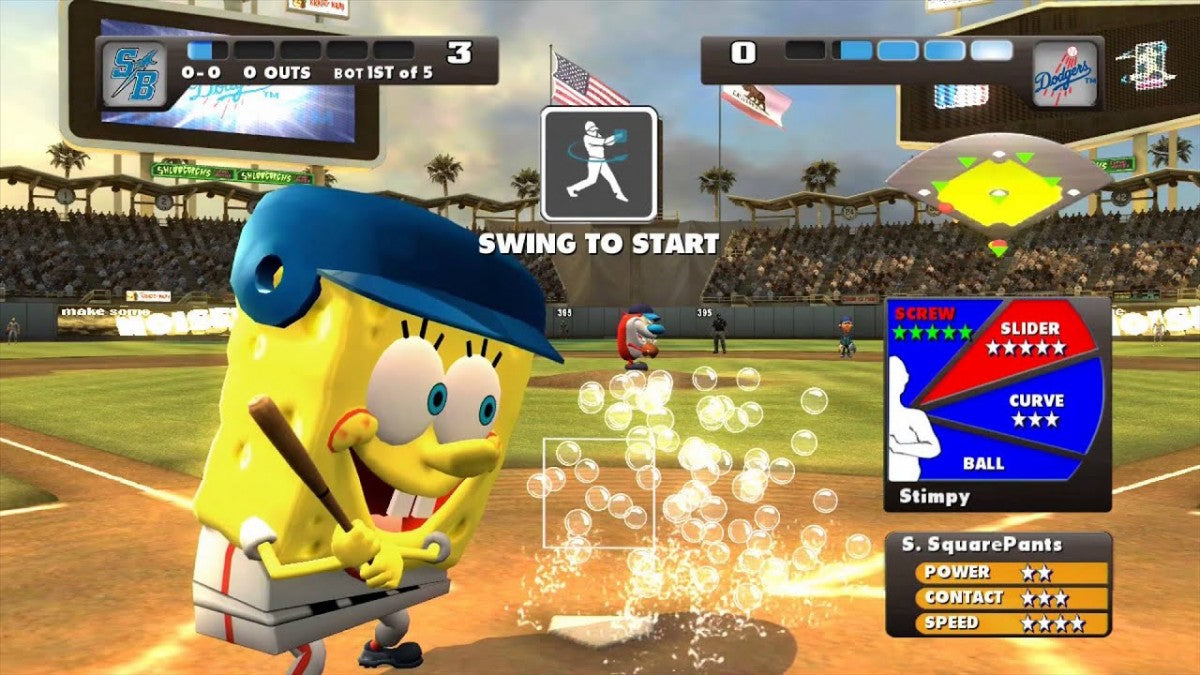 Nicktoons MLB 3D Nintendo 3DS video game featuring arcade style baseball gameplay Nickelodeon cartoon characters official MLB teams multiplayer modes and colorful family friendly sports action in immersive 3D gameplay