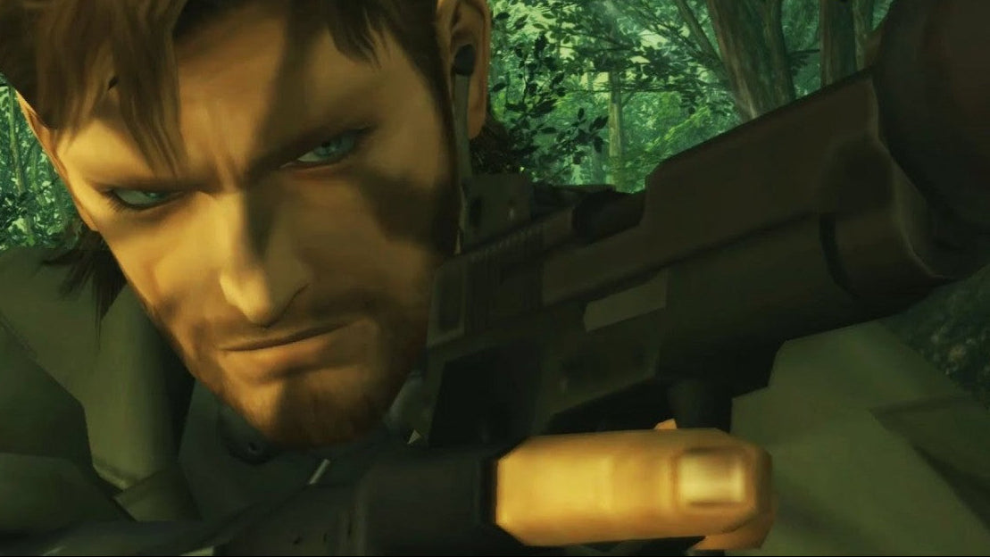 Metal Gear Solid 3 Subsistence PS2 Sony PlayStation 2 stealth action game tactical espionage gameplay Hideo Kojima Snake Eater enhanced edition online multiplayer bonus content improved camera jungle survival stealth missions cinematic story retro gaming PlayStation 2 software video game title gameplay