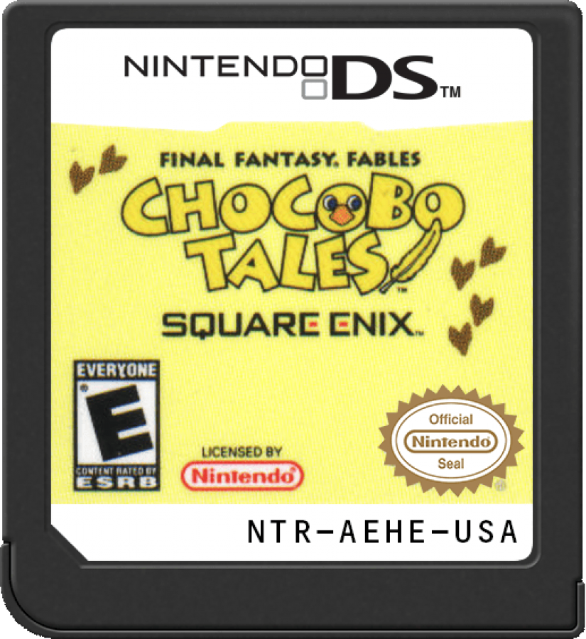 Final Fantasy Fables Chocobo Tales game for the Nintendo DS featuring storybook style adventure gameplay with mini games card battles and charming characters set in a whimsical fantasy world cartridge