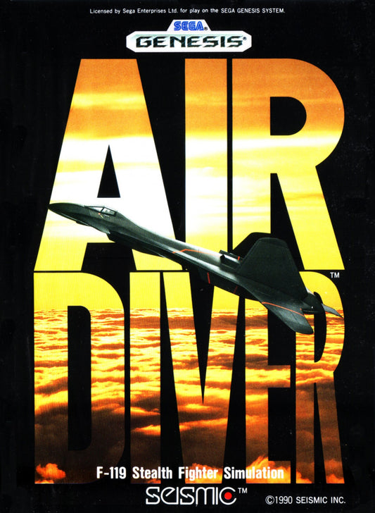 Air Diver Sega Genesis retro video game combat flight simulator cover art (1990)