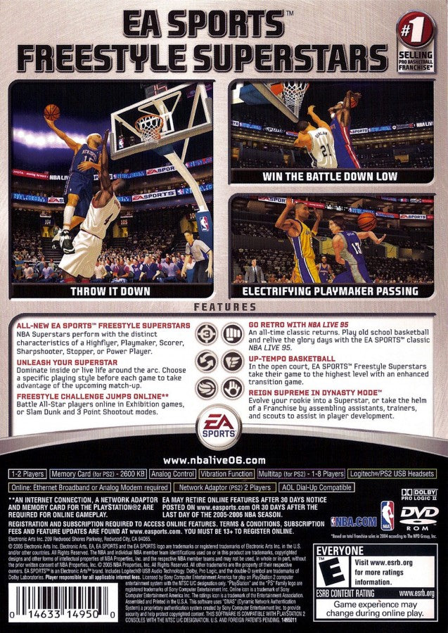 NBA Live 06 PlayStation 2 PS2 video game, basketball sports simulation, realistic NBA gameplay, franchise and multiplayer modes back cover