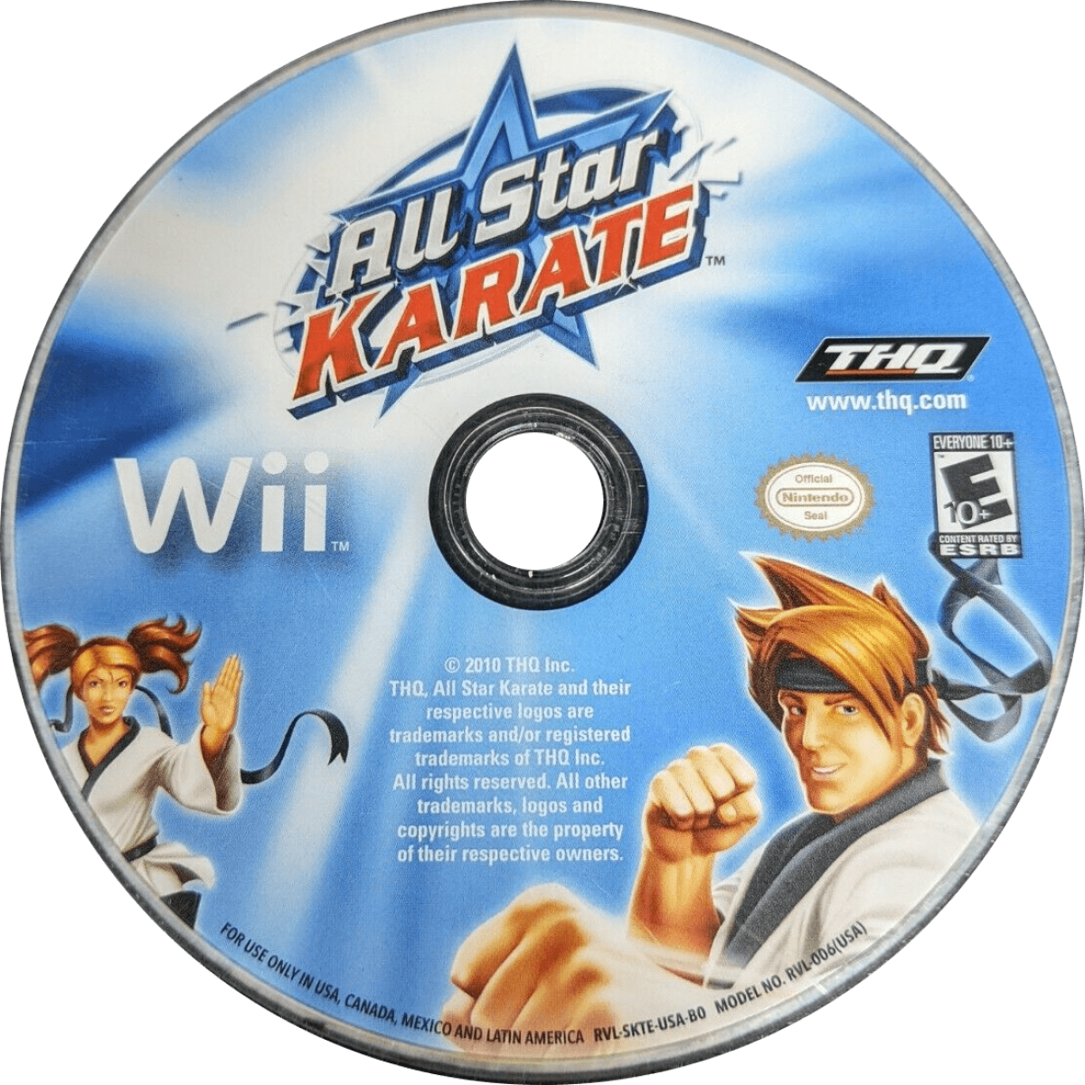 All Star Karate for Nintendo Wii, disc for a martial arts sports video game with motion controls, karate training, family-friendly combat, and fitness-style gameplay