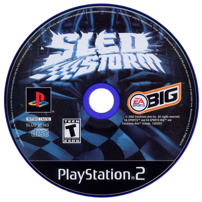 Sled Storm – PlayStation 2 (PS2) video game disc, snowmobile racing game.