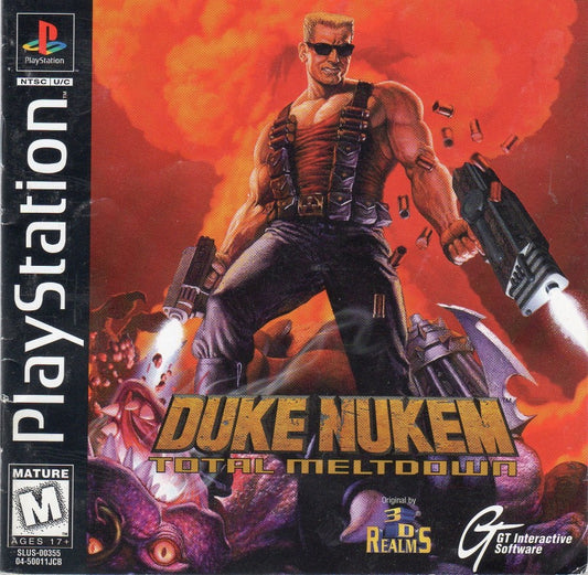 Duke Nukem: Total Meltdown retro sci-fi first-person shooter game for PlayStation 1 (PS1) cover art