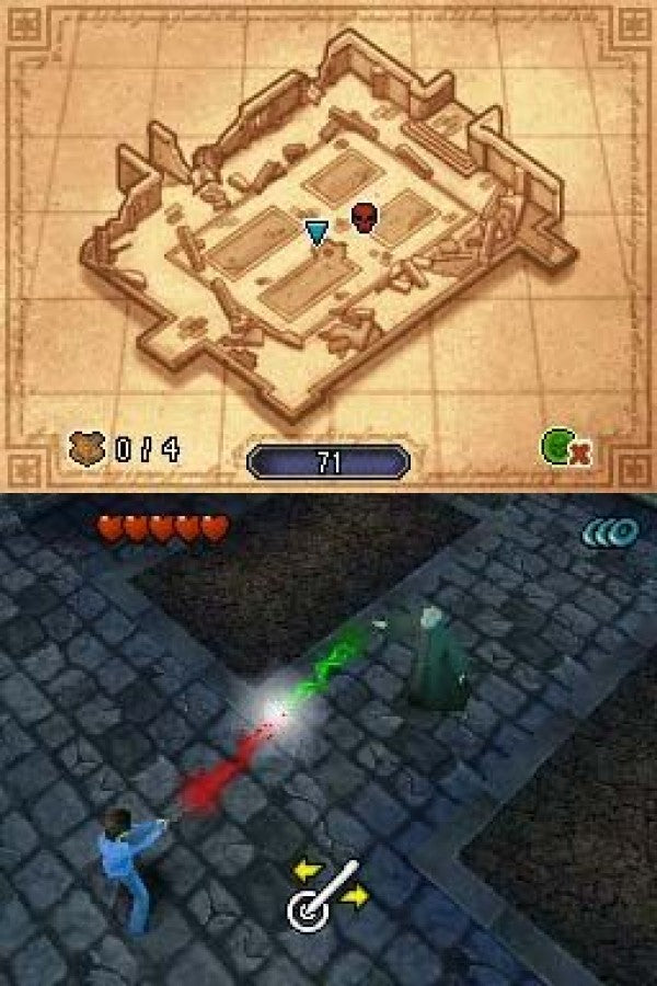 Harry Potter and the Deathly Hallows Part 2 for Nintendo DS, gameplay for an action-adventure video game with spell-based combat, mission gameplay, and wizarding world storyline
