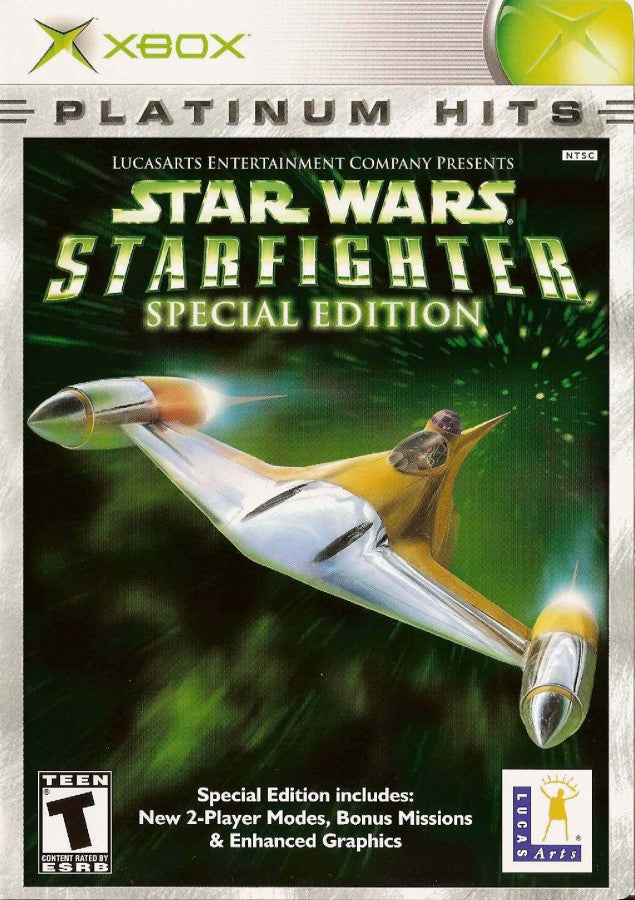 Star Wars Starfighter Special Edition Platinum Hits Xbox video game, space combat flight action, sci-fi adventure, classic Star Wars console title cover