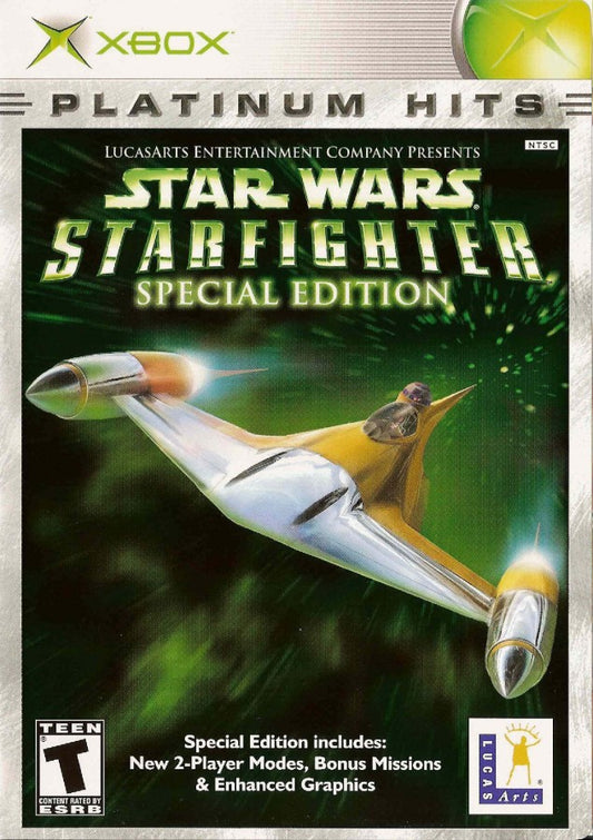 Star Wars Starfighter Special Edition Platinum Hits Xbox video game, space combat flight action, sci-fi adventure, classic Star Wars console title cover