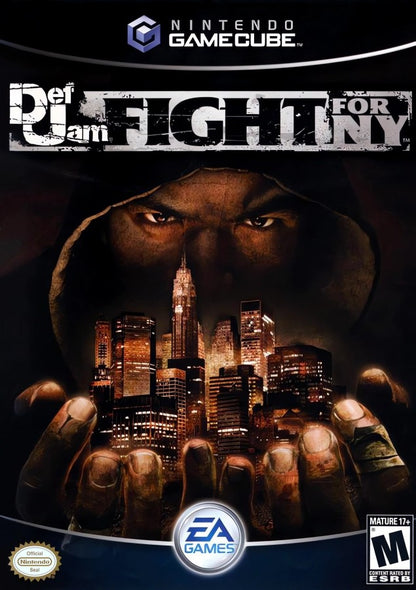 Def Jam Fight for NY Nintendo GameCube GC for fighting action video game fans featuring hip hop inspired street fighting intense hand to hand combat wrestling and martial arts styles story driven career mode character customization famous music artists multiplayer battles and urban fighting gameplay collectible gaming appeal front cover art