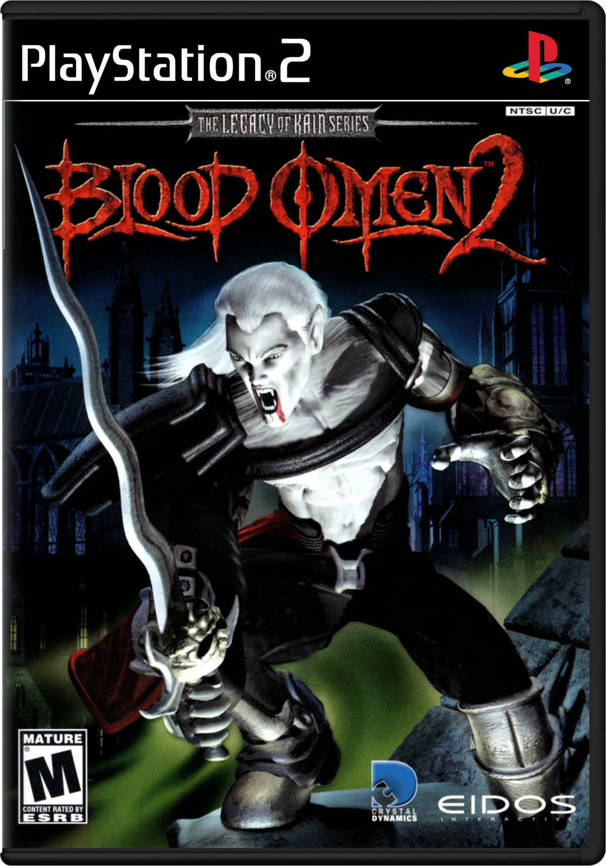 Blood Omen 2 for PlayStation 2 with dark vampire-themed action-adventure focus cover art