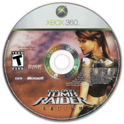 Tomb Raider: Legend disc for Xbox 360 (X360) action-adventure video game