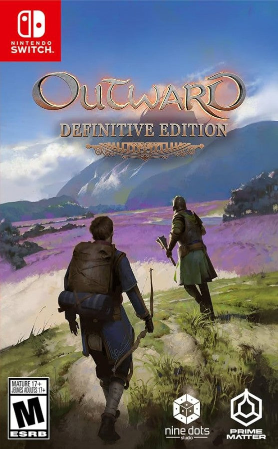Outward Definitive Edition Nintendo Switch inspired design featuring open world fantasy role playing adventure aesthetic survival mechanics cooperative exploration dangerous wilderness travel magic and melee combat immersive quests deep character progression presentation front cover