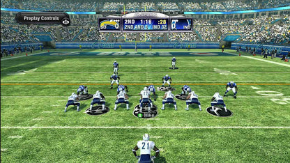 Madden NFL 2009 Xbox 360 video game, American football sports simulation, realistic gameplay, franchise and multiplayer modes, console title gameplay screenshot