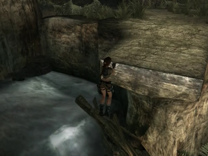 Tomb Raider Legend GameCube GC video game, action adventure, exploration and puzzle solving, Lara Croft, cinematic gameplay, Nintendo GameCube title gameplay screenshot