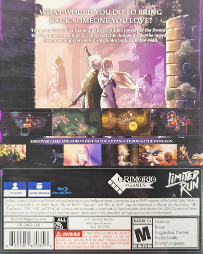 Sword of the Necromancer PlayStation 4 dungeon-crawler action RPG rogue-lite with monster summoning tactical combat reviving defeated enemies as allies procedural dungeons local co-op narrative-driven fantasy Game Studio 发行商 back cover
