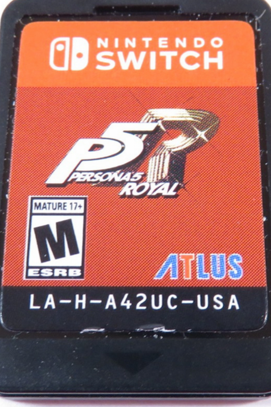 Persona 5 Royal Nintendo Switch inspired design featuring stylish JRPG life simulation aesthetic Phantom Thieves story school life exploration turn based combat supernatural palace infiltration vibrant anime visuals and character driven narrative presentation cartridge